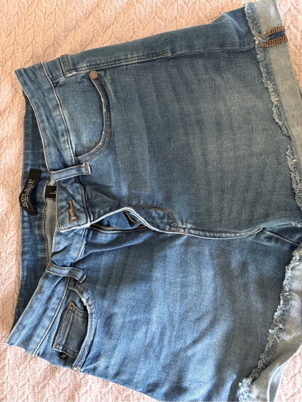 Judy Blue Medium Wash Frayed Hem Denim Shorts